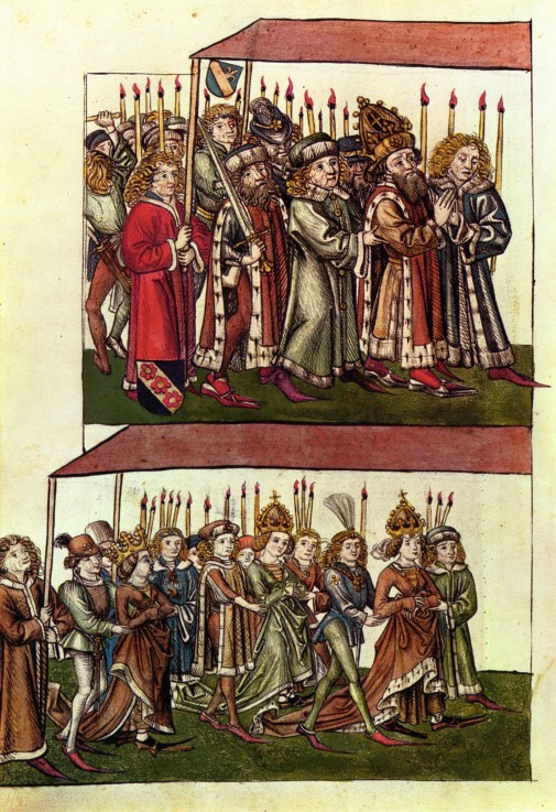 Emperor Sigismund and Empress Barbara (Illustration from the Richental's illustrated chronicle) a Unbekannter Künstler