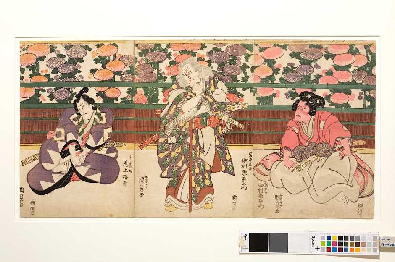 Die Hauptdarsteller Nakumara Utaemon und Onoe Baiko (Aus dem Kabuki-Schauspiel Meister Kiichis Vadem a Utagawa Kunisada