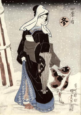 Winter, from the series 'Shiki no uchi' (The Four Seasons) (colour woodblock print) a Utagawa Kunisada