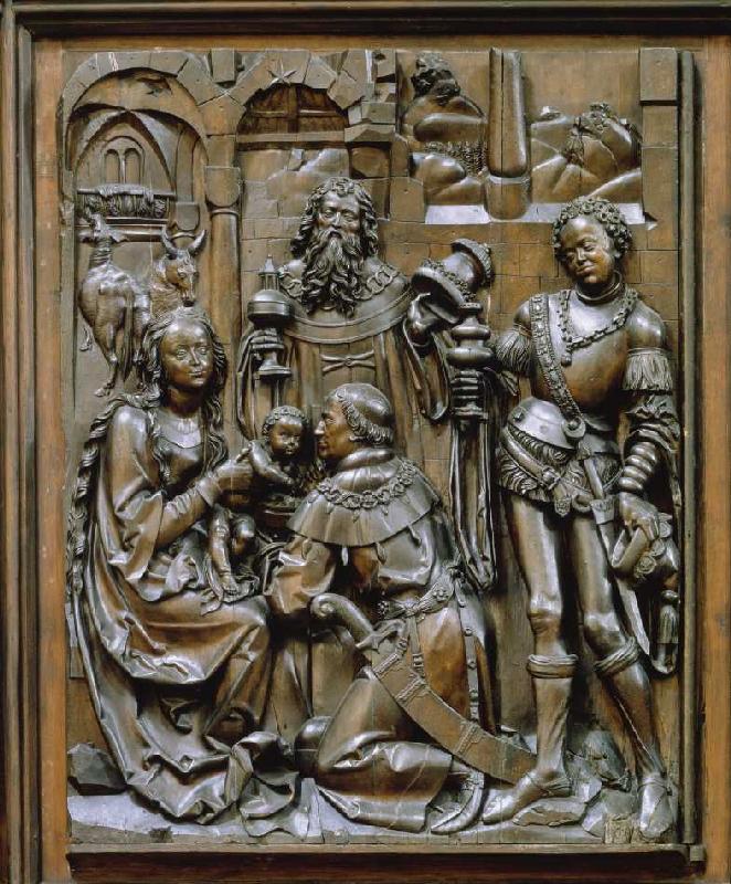 Der Bamberger Altar (linkes unteres Seitenrelief): Die Anbetung der Heiligen Drei Könige a Veit Stoß
