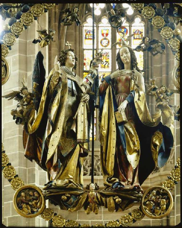 Der Englische Gruß: Maria und der Engel Gabriel a Veit Stoß