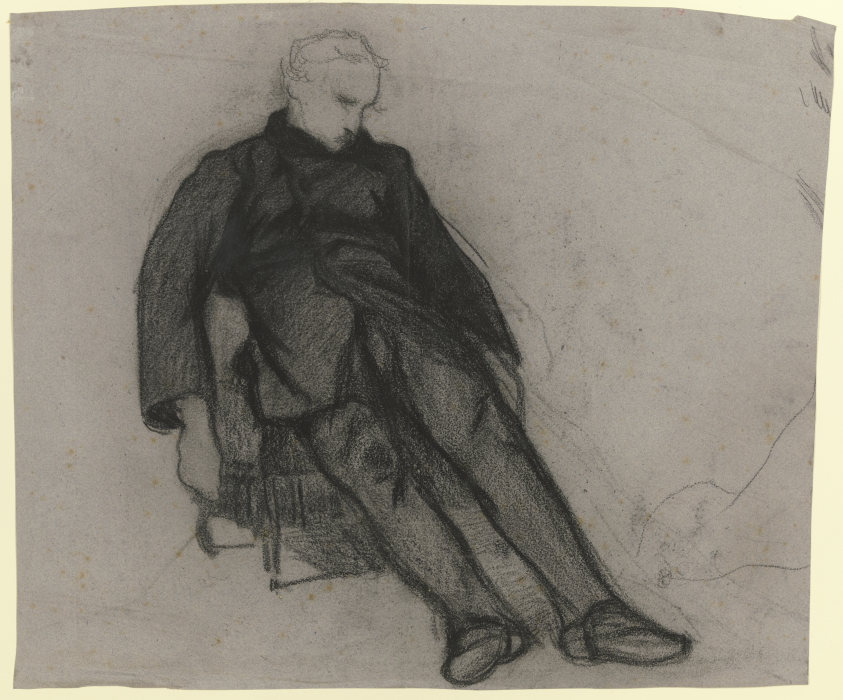 Sitzender Mann, Arme und Beine schlaff hängen lassend a Victor Müller