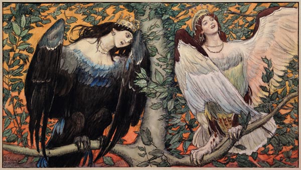 Sirin and Alkonost. A Song of Joy and Sorrow a Viktor Michailowitsch Wasnezow