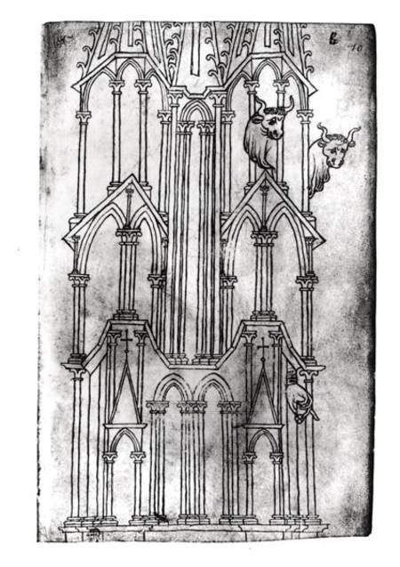 Elevation of the tower of Laon Cathedral a Villard  de Honnecourt