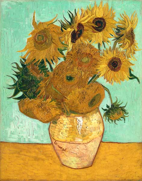 Vaso di girasoli - Vincent van Gogh come stampa d\'arte o dipinto.