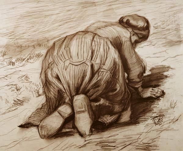 Vincent van Gogh, Kneeling Peasant Woman a Vincent Van Gogh