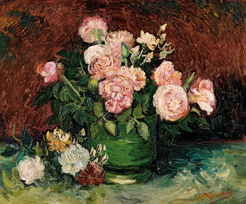 Bouquet di Peonie e Rose - olio su tela di Vincent van Gogh