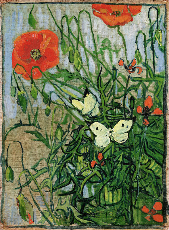 Farfalle e papaveri a Vincent Van Gogh