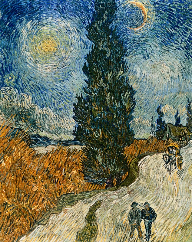Stradina con cipressi e stelle a Vincent Van Gogh
