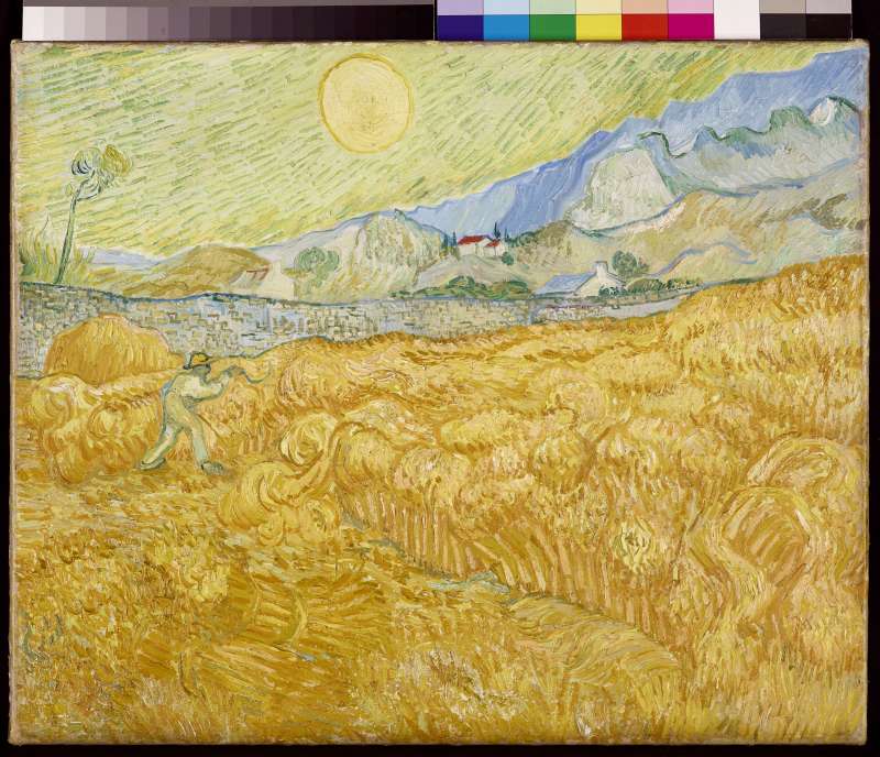 Die Ernte, Kornfeld mit Schnitter (La moisson) a Vincent Van Gogh