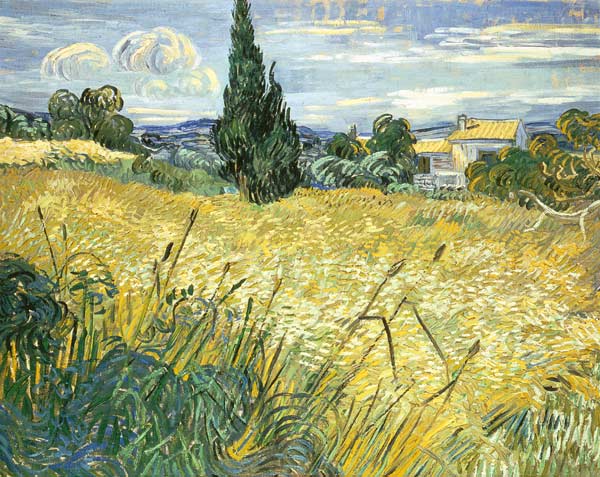 Campo di grano con cipresso verde a Vincent Van Gogh