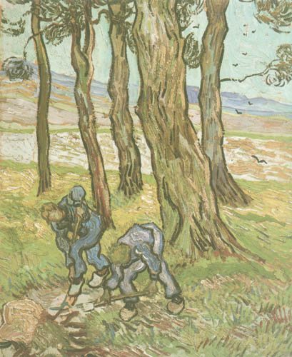 Two men when digging up a tree stump a Vincent Van Gogh