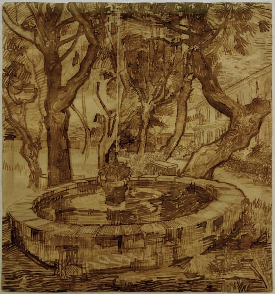 v.Gogh, Fountain in the Asylum / Draw. a Vincent Van Gogh