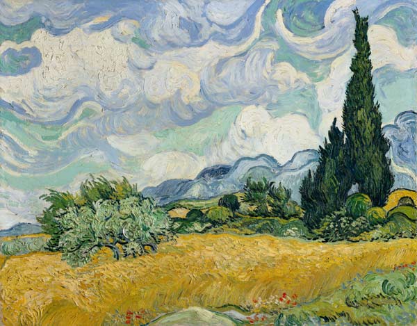 Campo di grano con cipressi a Vincent Van Gogh