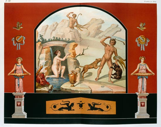 Actaeon Discovers the goddess Diana at her Bath, reconstruction of a fresco in the House of Sallust a Vincenzo Loria