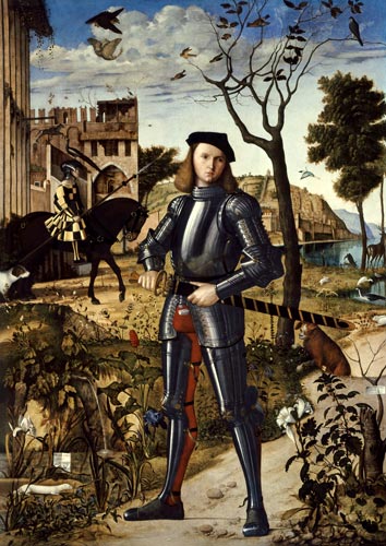 Knight being in a landscape. a Vittore Carpaccio