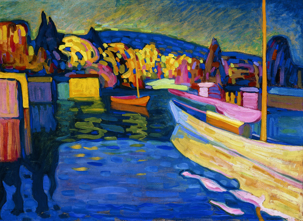 Paesaggio autunnale con barche  a Wassily Kandinsky
