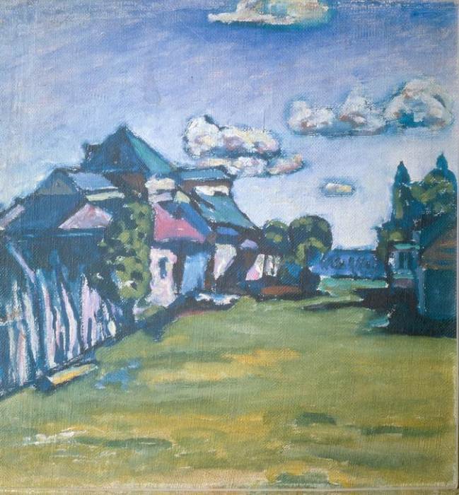 Landscape with buidlings a Wassily Kandinsky