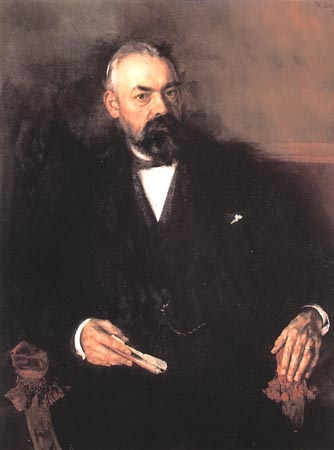 Big portrait Privy Councillor Seeger, sitting in the chair a Wilhelm Maria Hubertus Leibl