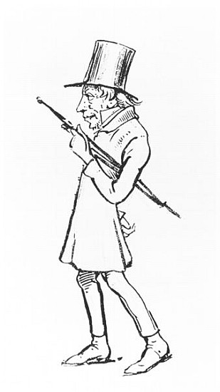 Caricature of Soren Aabye Kierkegaard a Wilhelm Marstrand