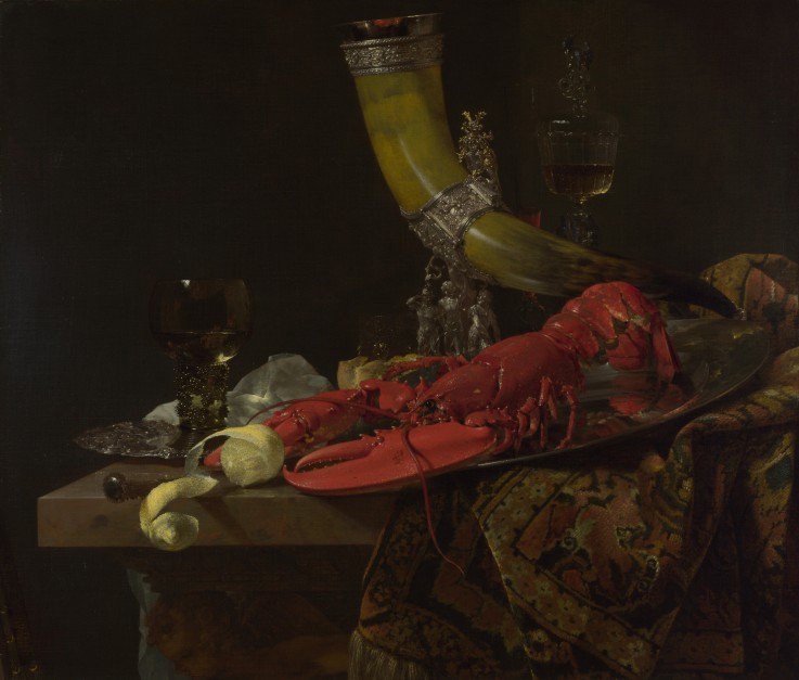 Still Life with the Drinking-Horn of the Saint Sebastian Archers' Guild, Lobster and Glasses a Willem Kalf