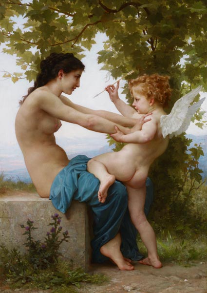 A Young Girl Defending Herself Against Eros a William Adolphe Bouguereau