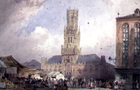 The Town Hall, Bruges a William Callow
