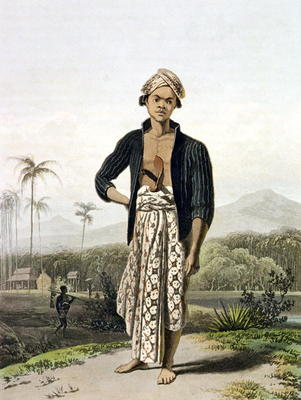 A Javan of the Lower Class, plate 2 from Vol. I of 'The History of Java' by Thomas Stamford Raffles a William Daniell