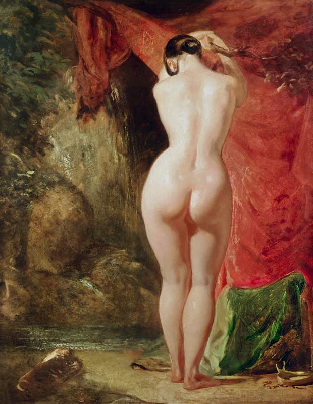 Diana standing by a waterfall (panel) a William Etty