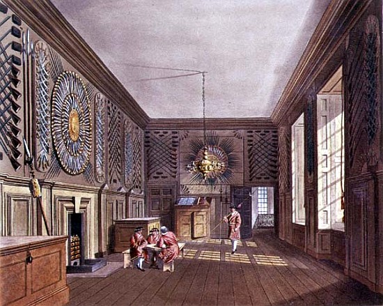 The Guard Chamber, St. James'' Palace from Pyne''s ''Royal Residences'' a William Henry Pyne