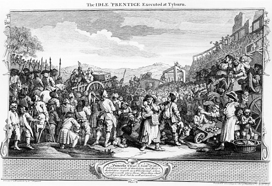 The Idle ''Prentice Executed at Tyburn, plate XI of ''Industry and Idleness'' a William Hogarth