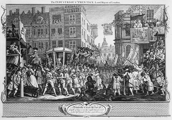 The Industrious ''Prentice Lord Mayor of London, plate XII of ''Industry and Idleness'' a William Hogarth