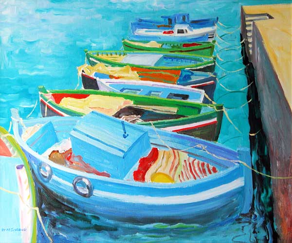Blue Boats, 2003 (oil on board)  a William  Ireland
