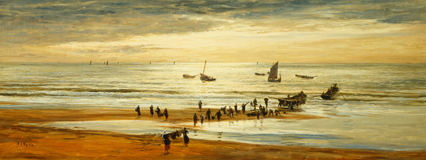 Beach Scene on the North Coast of France a William Lionel Wyllie