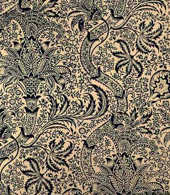 Wallpaper with navy blue seaweed style design a William  Morris