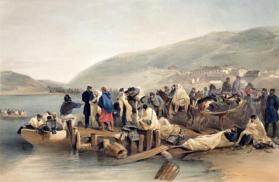 The Embarkation of the Sick at Balaklava, plate from ''The Seat of War in the East'', published by   a William 'Crimea' Simpson