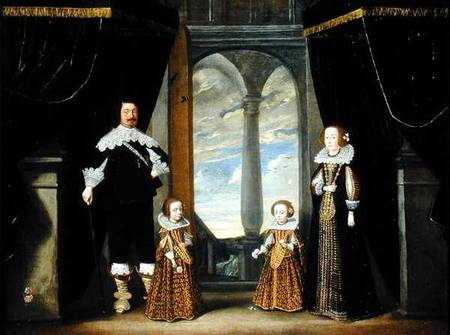 Portrait of a Nobleman, his Wife and their Two Daughters a Wolfgang Heimbach