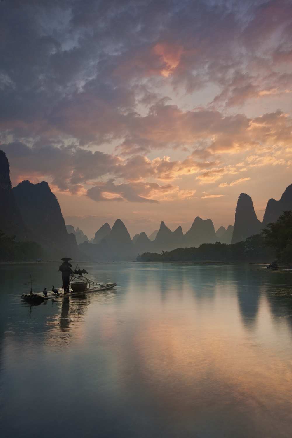 Li River Sunrise a Yan Zhang